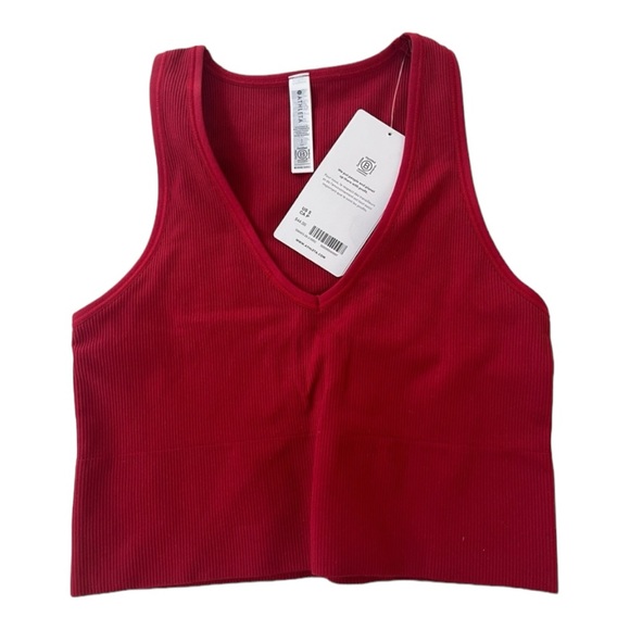 Athleta Tops - Athleta Aurora Crop Rib Tank Small Red NEW